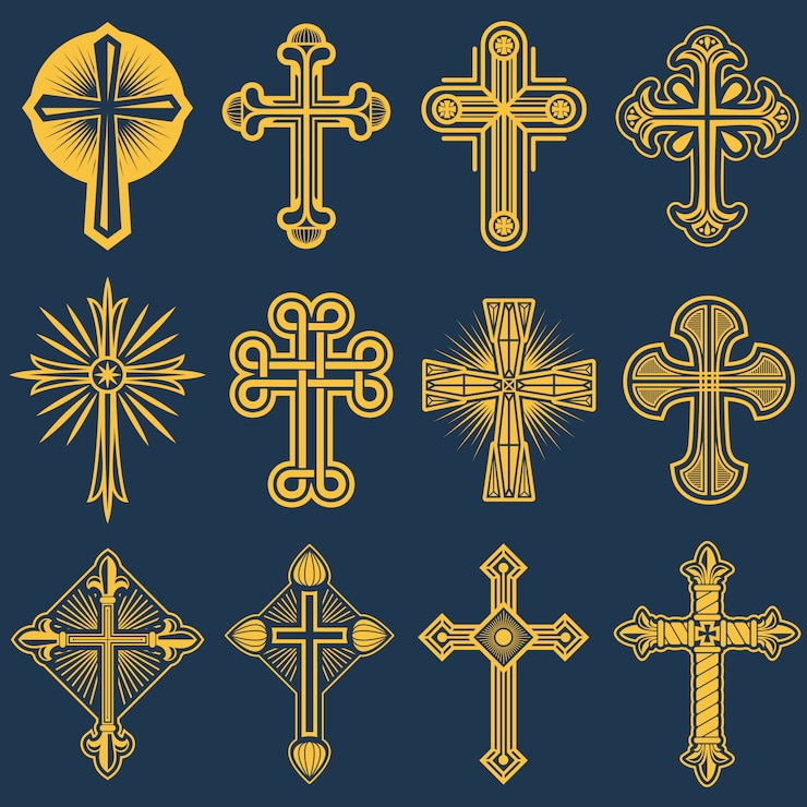 Vecteur icônes vectorielles croix catholique gothique