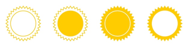 Icônes vectorielles du soleil Rayons du soleil couleur jaune Illustration vectorielle