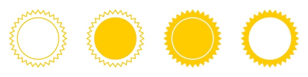 Icônes vectorielles du soleil Rayons du soleil couleur jaune Illustration vectorielle