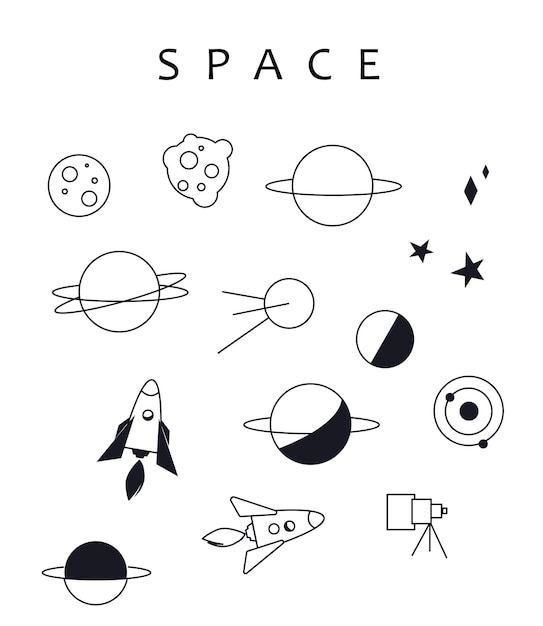 Vecteur icônes vectorielles de l'espace planètes