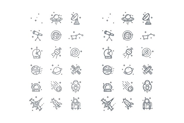 Vecteur icônes vectorielles sur l'espace et la science