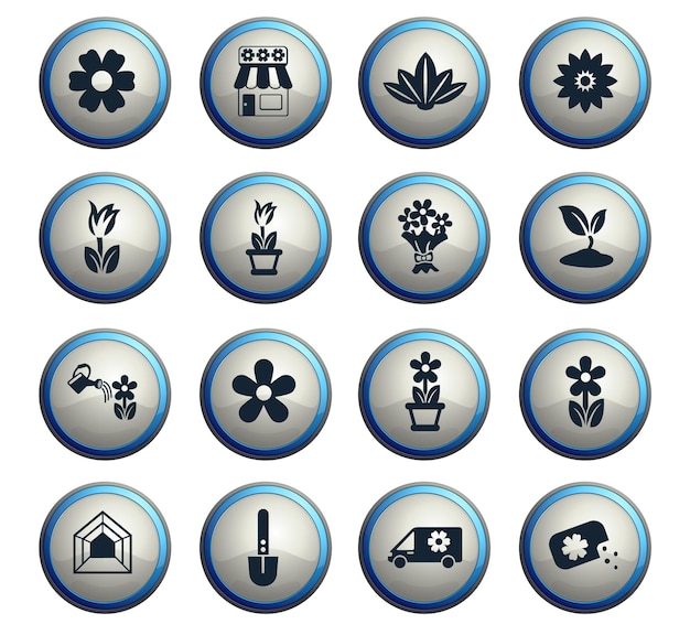 Icônes vectorielles de fleurs pour la conception d'interfaces Web et utilisateur