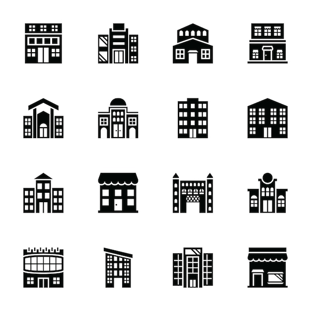 Icônes vectorielles de glyphe de la place de marché