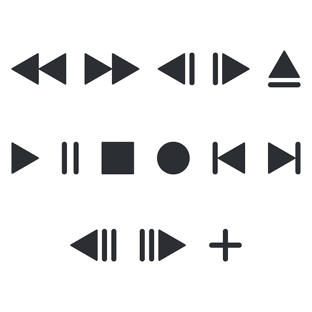 Icones vectorielles de lecteur audio isolées sur fond blanc