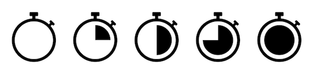 Icônes vectorielles de minuterie compte à rebours et symbole de chronomètre illustration vectorielle plate