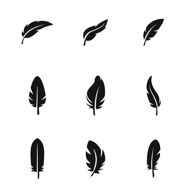 Icones vectorielles de plumes Set d'illustrations simples de 9 éléments de plumes Icones modifiables peuvent être utilisés dans l'interface utilisateur du logo et la conception Web