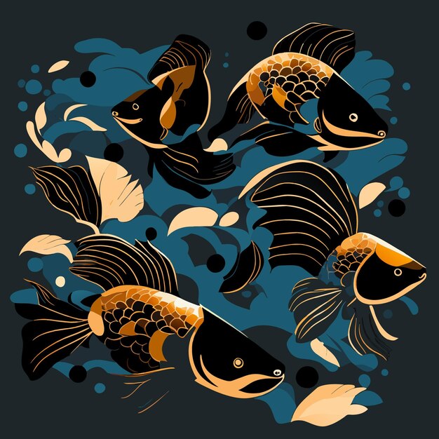 Icônes Vectorielles De Poissons Tropicaux Art Marin Coloré