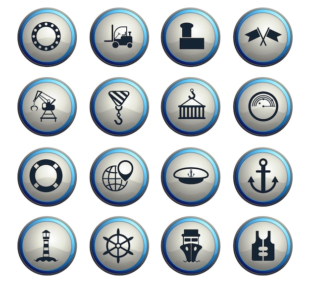 Icônes vectorielles de port pour la conception d'interfaces Web et utilisateur