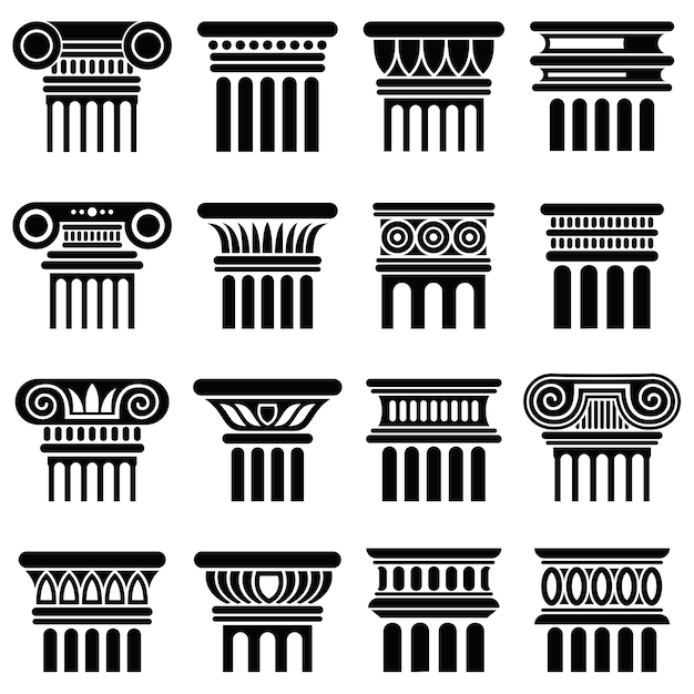 Vecteur icônes vectorielles de rome antique architecture colonne