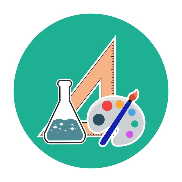 Icônes Vectorielles Tube, Règle Et Pinceau De Chimie
