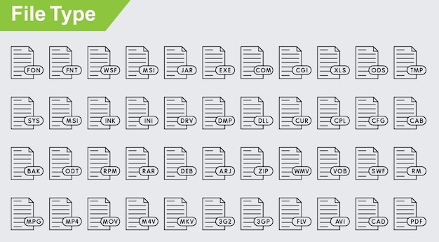 icônes vectorielles de type de fichier