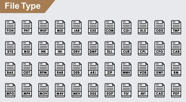 icônes vectorielles de type de fichier