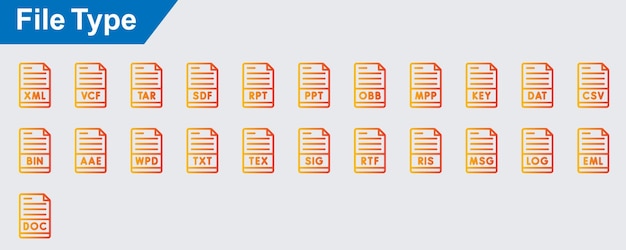 icônes vectorielles de type de fichier