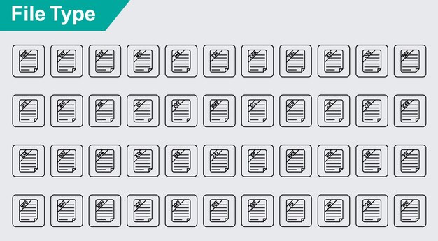 Vecteur icônes vectorielles de type de fichier