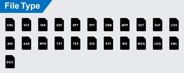 icônes vectorielles de type de fichier