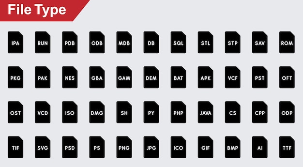 icônes vectorielles de type de fichier