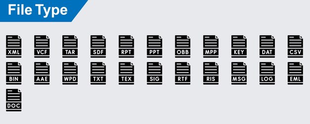 icônes vectorielles de type de fichier