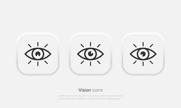 Icônes Vectorielles De Vision Symboles Des Yeux Dans Le Style Branché De Neumorphisme Vecteur Eps 10