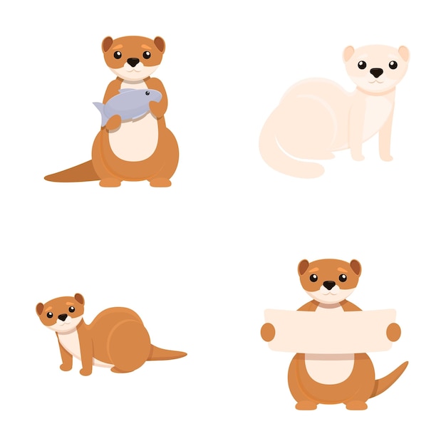 Vecteur icones de vison mignons de jeu vecteur de dessins animés animal de vison de dessin animé drôle