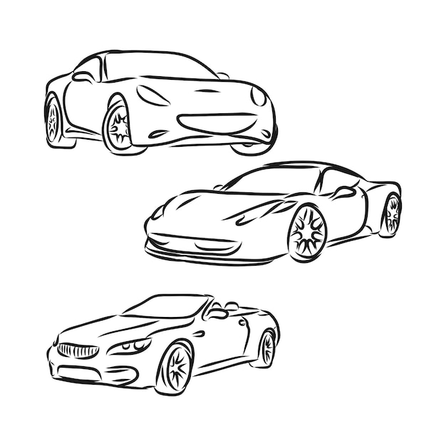 Vecteur icônes de voiture de style, voiture moderne, illustration de croquis de vecteur