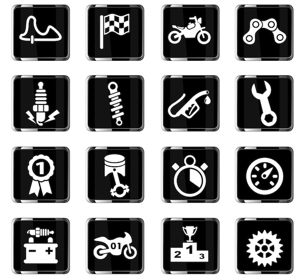 Icônes Web de course de moto pour la conception d'interface utilisateur
