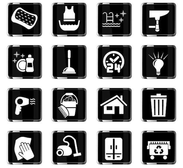 Icônes Web de l'entreprise de nettoyage pour la conception de l'interface utilisateur