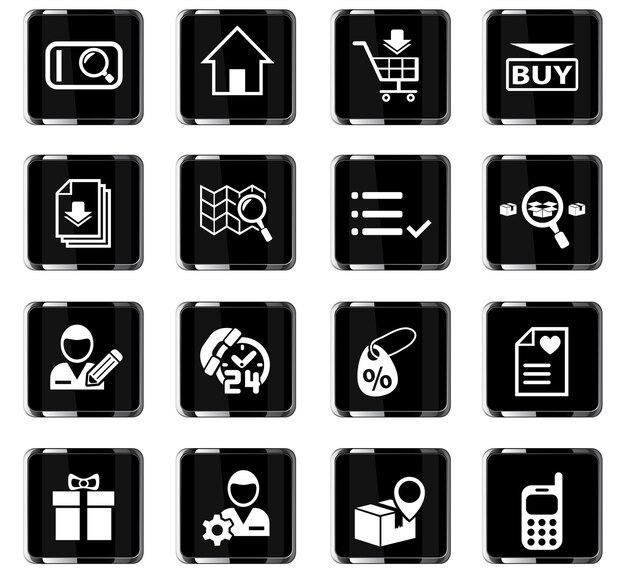 Icônes Web d'interface de commerce électronique pour la conception d'interface utilisateur