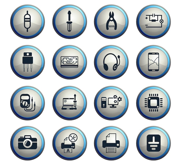 Icônes Web de réparation électronique pour la conception d'interface utilisateur