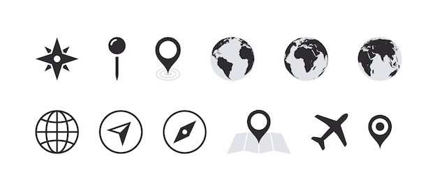 Vecteur icons de localisation et de navigation pointeurs de localisation modernes icons de marque de localisation illustration vectorielle