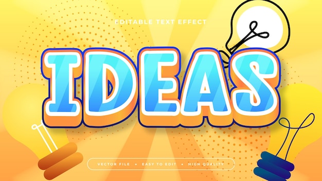 Ideas bleu orange et blanc style de police d'effet de texte 3D modifiable