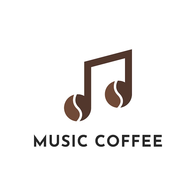 Idée De Conception De Logo De Musique De Café Avec Des Grains De Café Et Des Notes De Musique