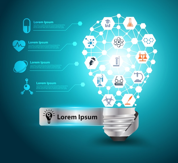 Idée Créative De Vecteur Ampoule Avec Icône Chimie Et Science