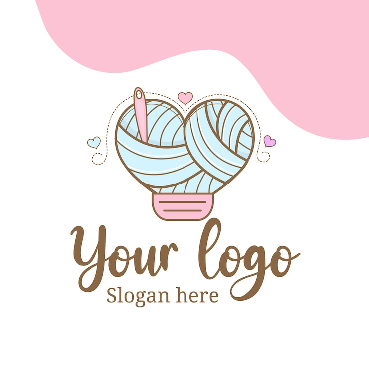 L'idée du logo, la lampe, le cœur, la couture, le vecteur.