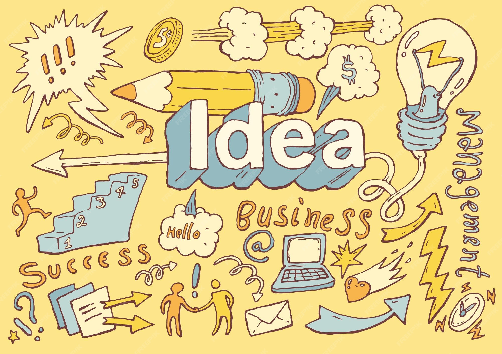 Idée D'entreprise Doodles Ensemble D'icônes, Croquis. Illustration