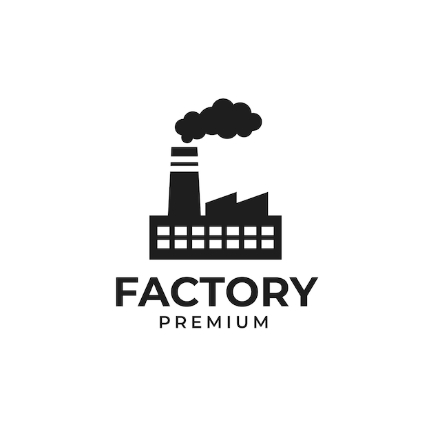 Vecteur idée d'illustration de conception de logo de pollution de fumée d'industrie d'usine créative