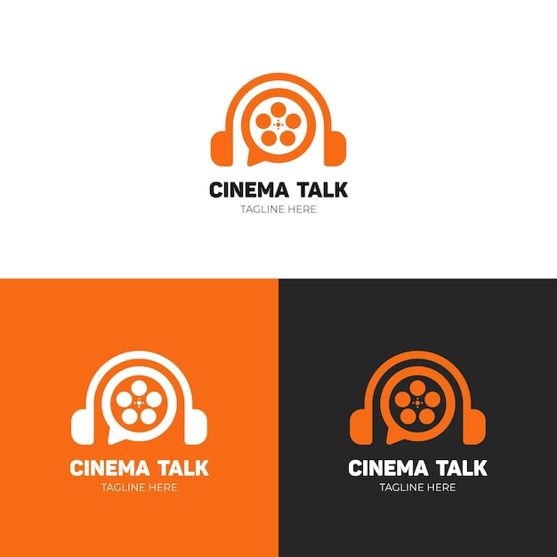 Idée De Logo De Podcast De Film Ou De Chat De Cinéma