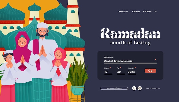 Vecteur idée de message sur les réseaux sociaux pour le jour de l'aïd al-fitr avec une illustration de personnes musulmanes traditionnelles