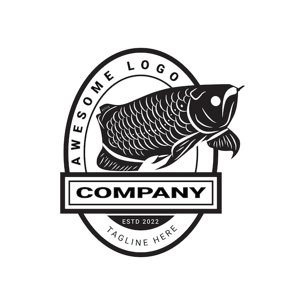 Vecteur idée de poisson arowana création de logo vintage inspiration vectorielle