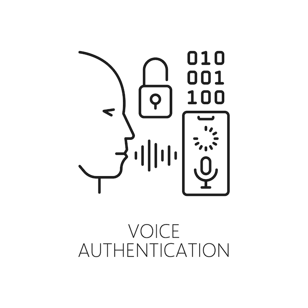 Vecteur identification biométrique de l'icône d'authentification vocale