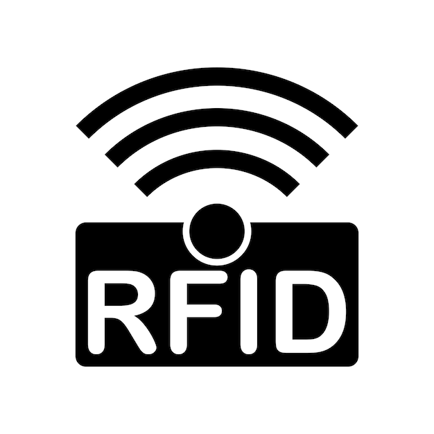 Identification par radiofréquence ou conception de symbole d'illustration vectorielle d'icône RFID