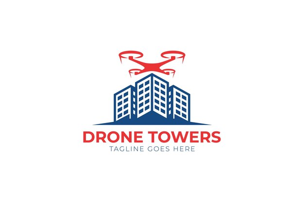 Vecteur identité du logo du drone avec le concept de logo de l'entreprise immobilière pour l'industrie de la technologie