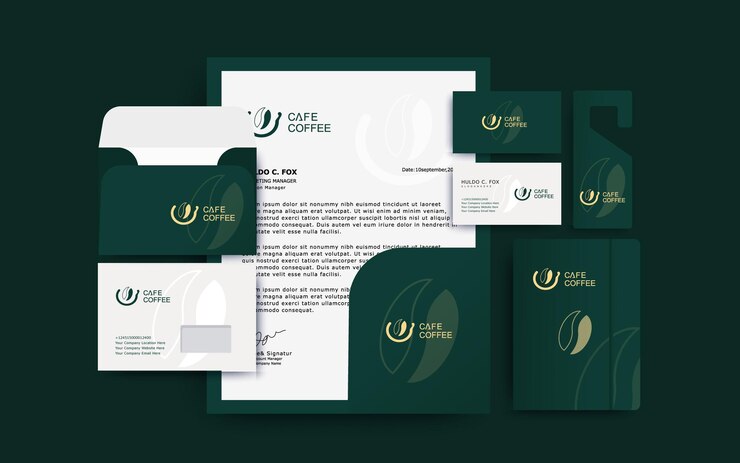 Vecteur l'identité de la marque du café premium, la conception de la papeterie et la conception de l'image de marque;