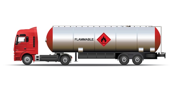 Vecteur iilustration de vecteur de vue de côté de camion-citerne à gaz