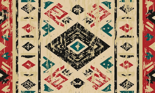 Vecteur ikat ornement géométrique avec des diamants ikkat motif sans couture style aztèque vecteur ethnique tribal te