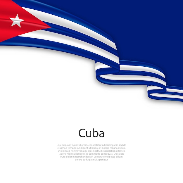 Vecteur il agite un ruban avec le drapeau de cuba.