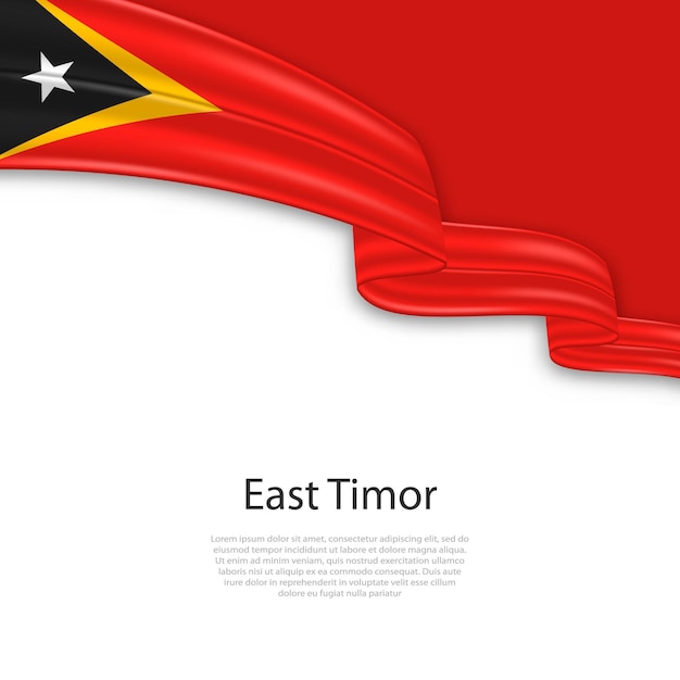 Il Agite Un Ruban Avec Le Drapeau Du Timor Oriental.