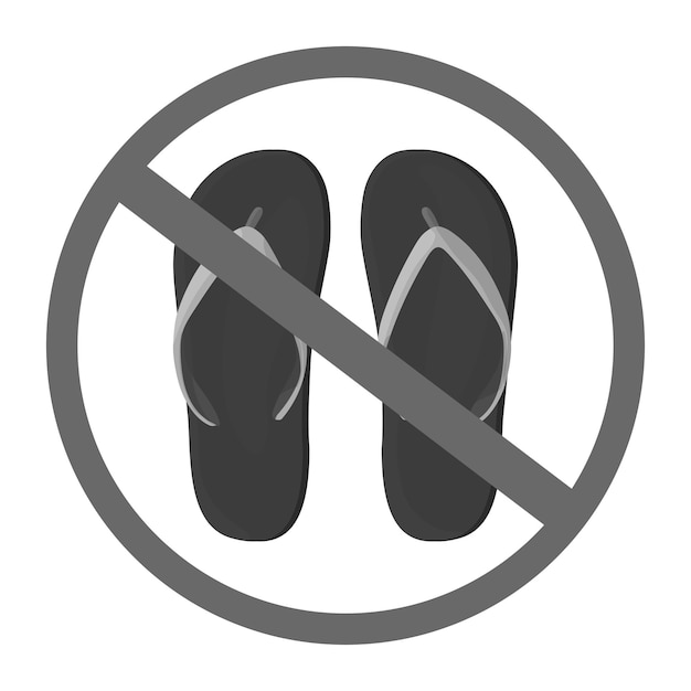 Il est interdit d'entrer avec des chaussures Sandales d'été en ardoise de style dessin animé barrées de rouge Pas de chaussures en noir et blanc Enlevez vos chaussures avant d'entrer