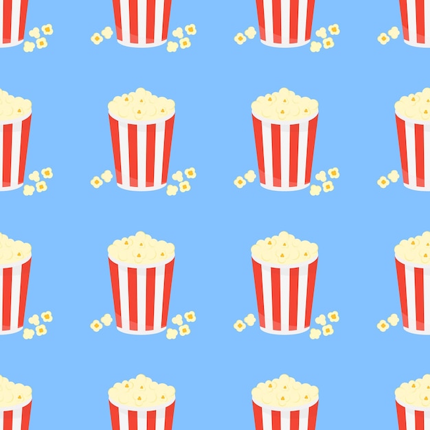 Vecteur il s'agit d'une texture transparente de pop-corn sur fond bleu