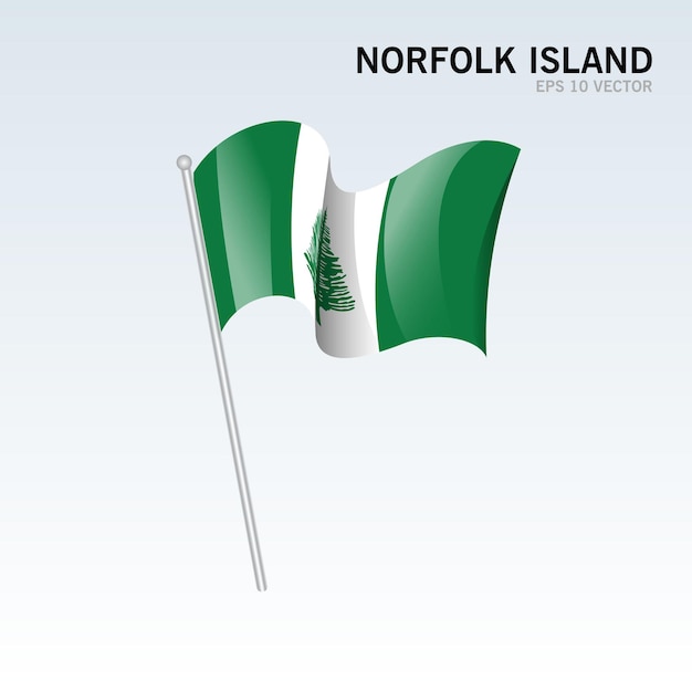 L'île De Norfolk Agitant Le Drapeau Isolé Sur Gris