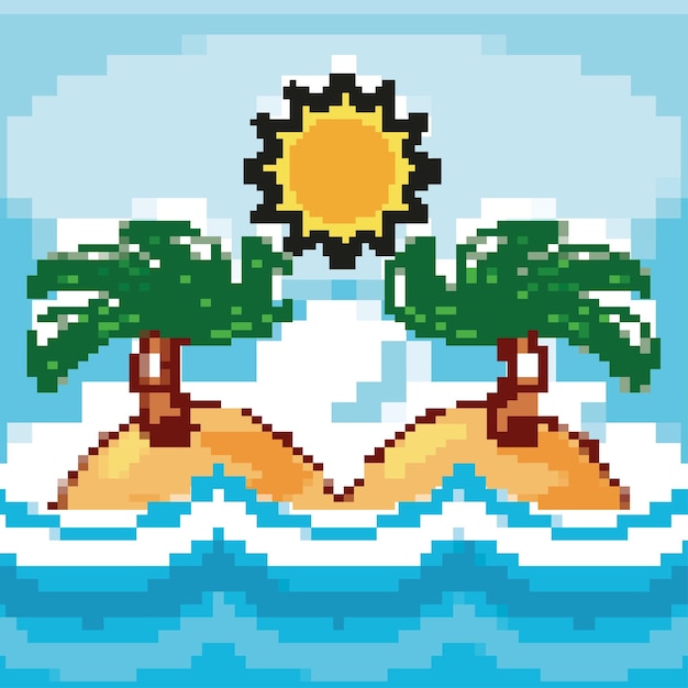 Île Tropicale Pixélisée